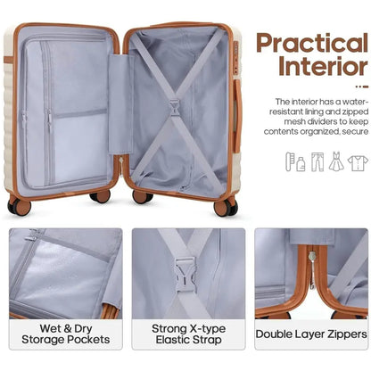 20" Carry On Suitcase, 3-Piece Luggage Set (24&28 inch sizes are not suitable for carry-on)& Travel Backpack, PC Hardside Spinner Luggage with TSA Lock, YKK Zipper, Lightweight Durable Suitcase for Men and Women Hard Shell Luggage