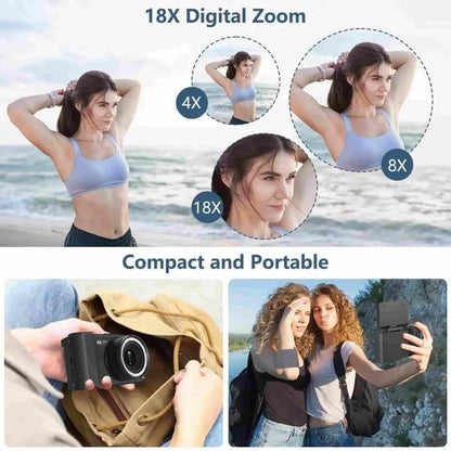 Digital Camera for Photography, Y2K Foldable Screen Portable Vlogging Camera with 32GB SD Card, Wrist Strap, Self Timer, Smooth Video vlogging Camera