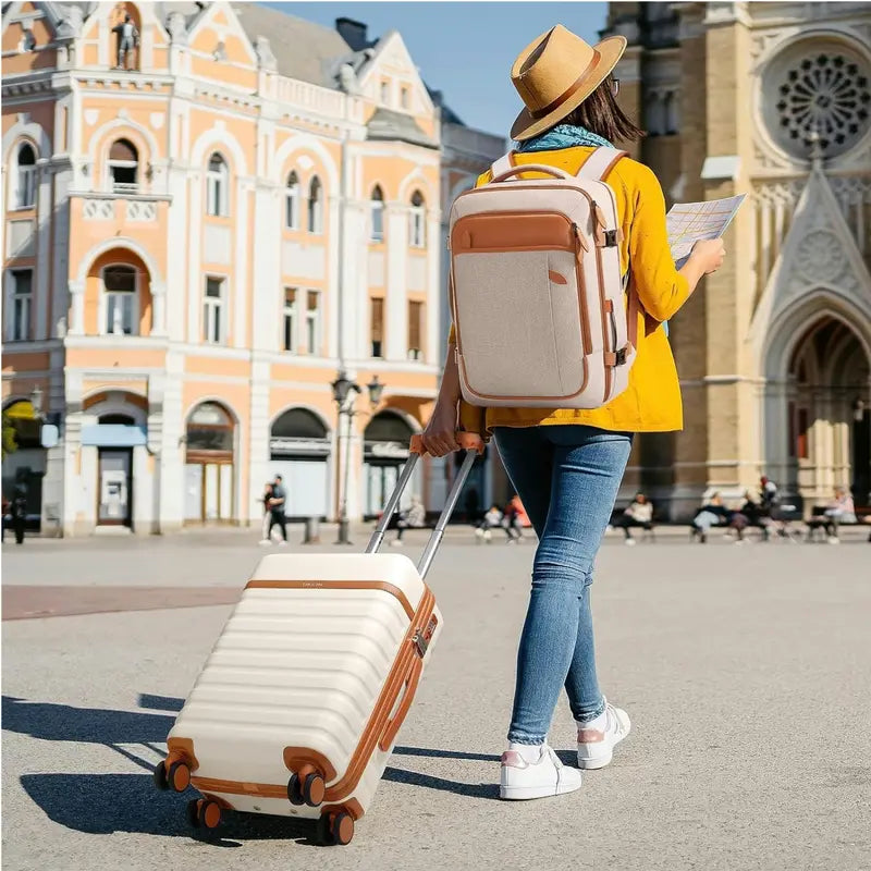 20" Carry On Suitcase, 3-Piece Luggage Set (24&28 inch sizes are not suitable for carry-on)& Travel Backpack, PC Hardside Spinner Luggage with TSA Lock, YKK Zipper, Lightweight Durable Suitcase for Men and Women Hard Shell Luggage
