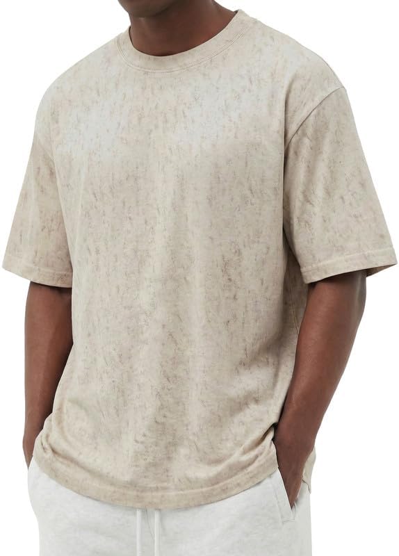 COOFANDY Men's Cotton T-Shirts Oversized Shirt Short Sleeves Streetwear Loose Fit Summer Tee Tops Washed Basic Unisex Shirts