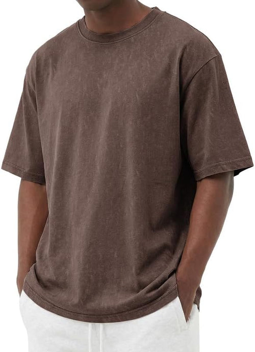 COOFANDY Men's Cotton T-Shirts Oversized Shirt Short Sleeves Streetwear Loose Fit Summer Tee Tops Washed Basic Unisex Shirts