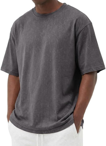 COOFANDY Men's Cotton T-Shirts Oversized Shirt Short Sleeves Streetwear Loose Fit Summer Tee Tops Washed Basic Unisex Shirts