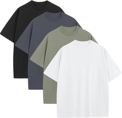 Mens Oversized T-Shirts Fashion Loose Fit Crewneck Tshirt Streetwear Heavyweight Short Sleeve Tee Shirt Gym Workout Tops