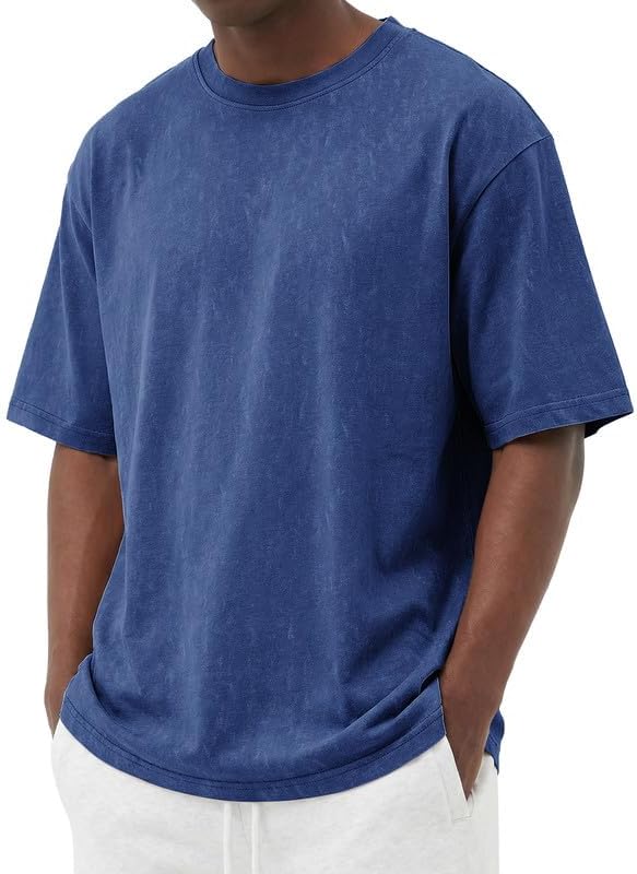 COOFANDY Men's Cotton T-Shirts Oversized Shirt Short Sleeves Streetwear Loose Fit Summer Tee Tops Washed Basic Unisex Shirts