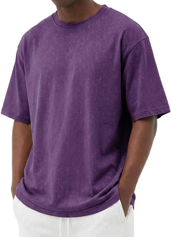 COOFANDY Men's Cotton T-Shirts Oversized Shirt Short Sleeves Streetwear Loose Fit Summer Tee Tops Washed Basic Unisex Shirts