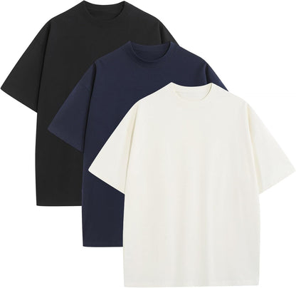 Mens Oversized T-Shirts Fashion Loose Fit Crewneck Tshirt Streetwear Heavyweight Short Sleeve Tee Shirt Gym Workout Tops