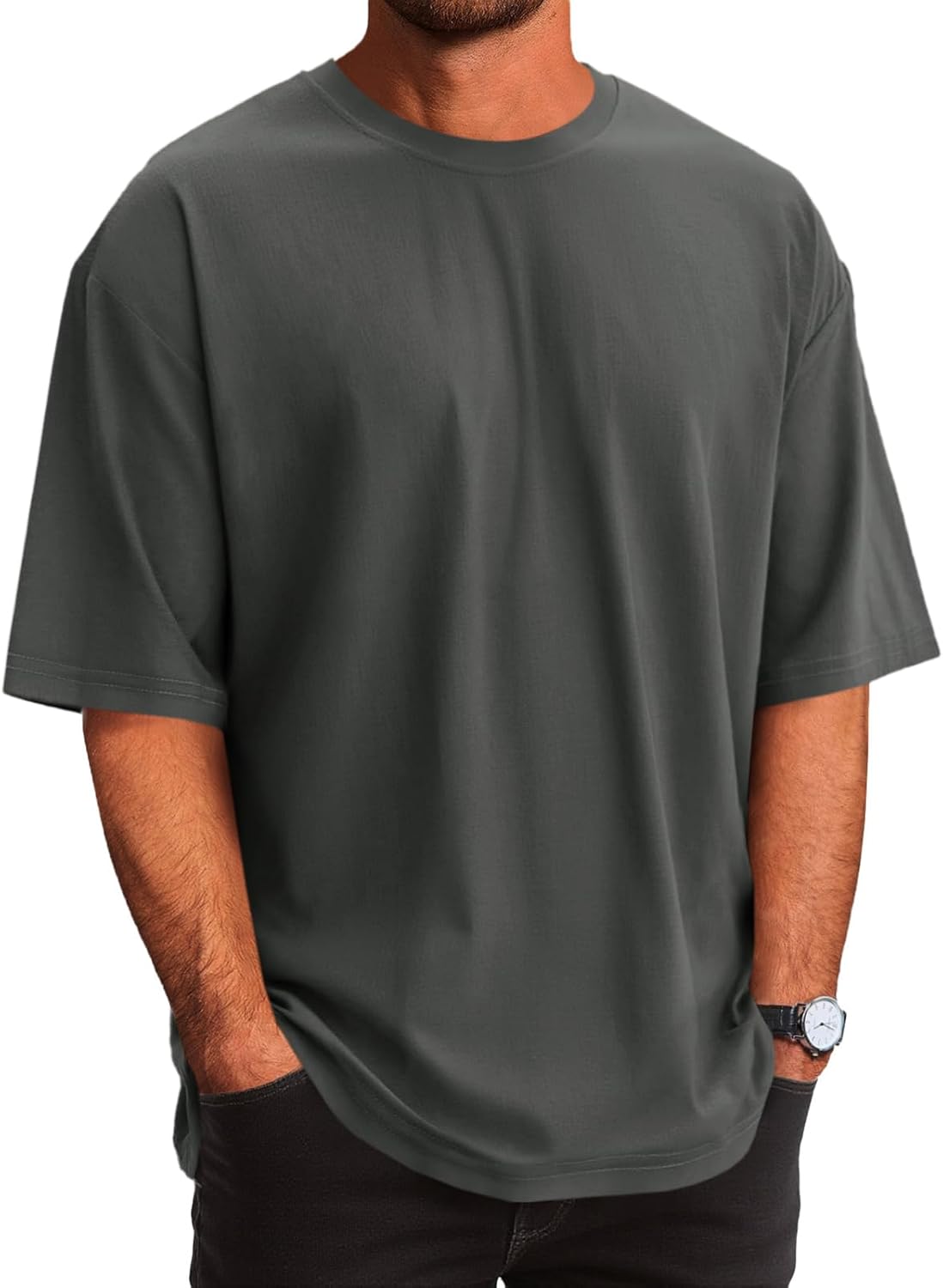 Runcati Mens Casual T-Shirts Short Sleeve Lightweight Oversized Summer Cotton Tee Beach Crew Neck Tops