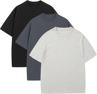 Mens Oversized T-Shirts Fashion Loose Fit Crewneck Tshirt Streetwear Heavyweight Short Sleeve Tee Shirt Gym Workout Tops