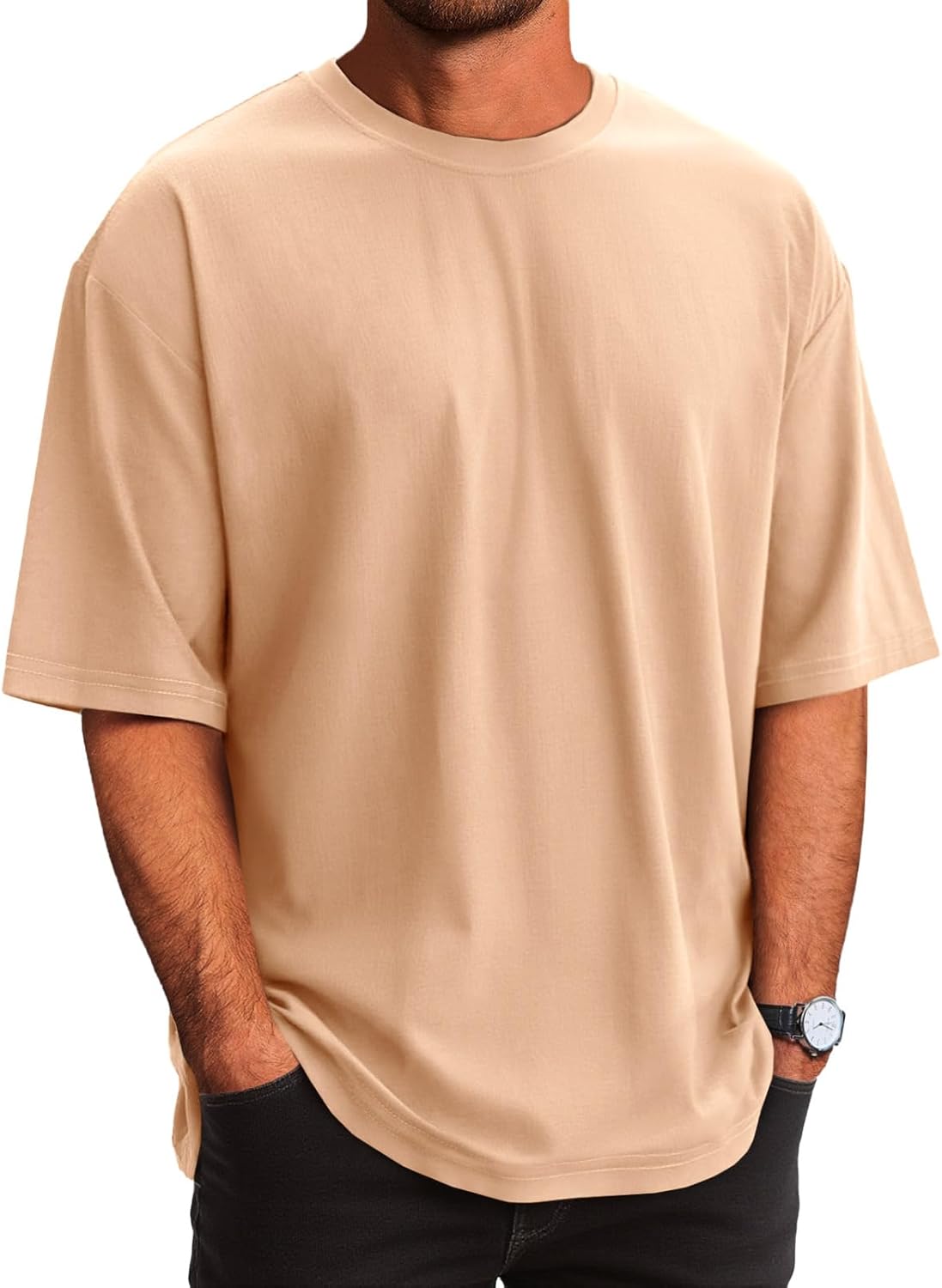 Runcati Mens Casual T-Shirts Short Sleeve Lightweight Oversized Summer Cotton Tee Beach Crew Neck Tops