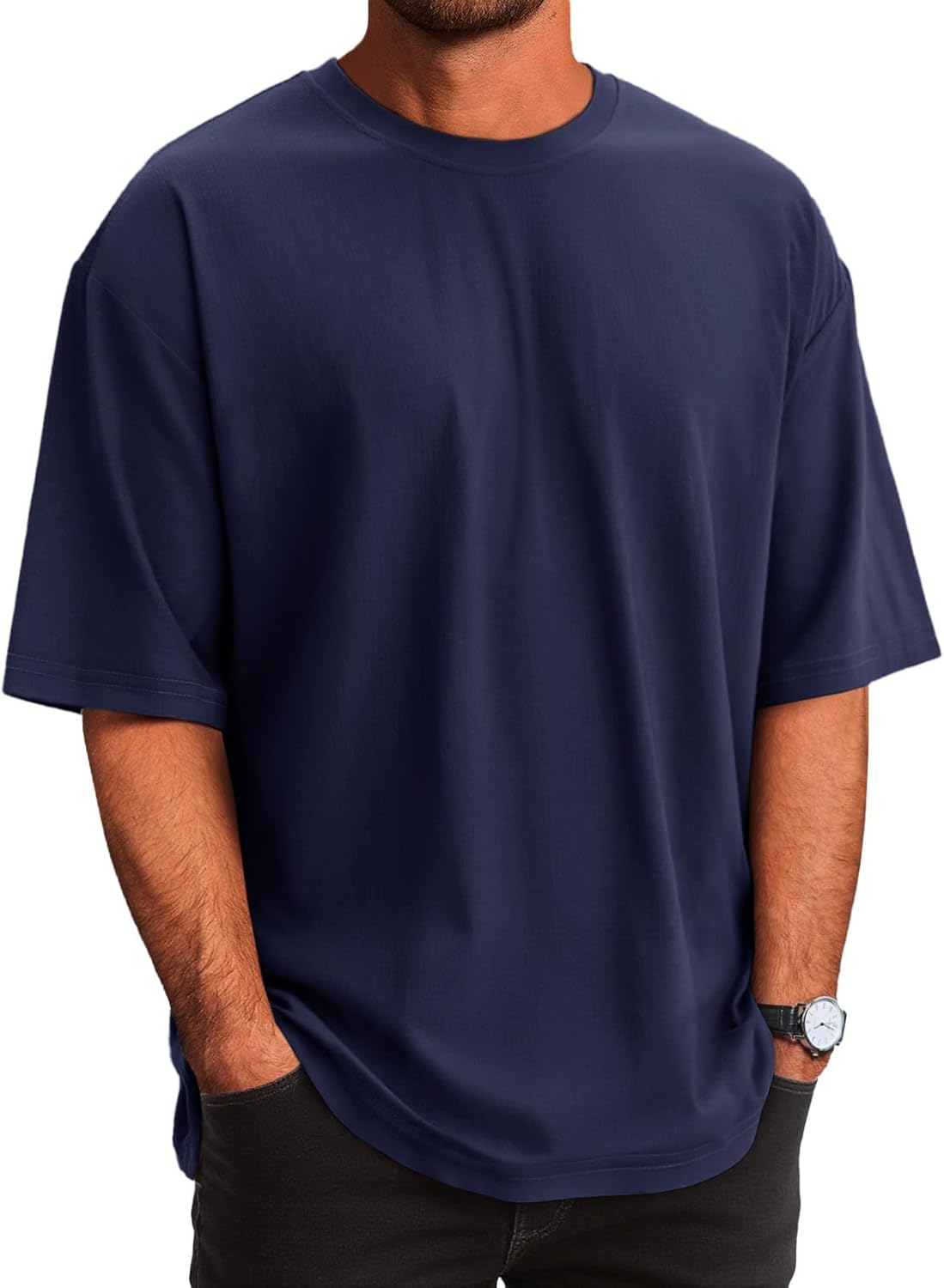 Runcati Mens Casual T-Shirts Short Sleeve Lightweight Oversized Summer Cotton Tee Beach Crew Neck Tops