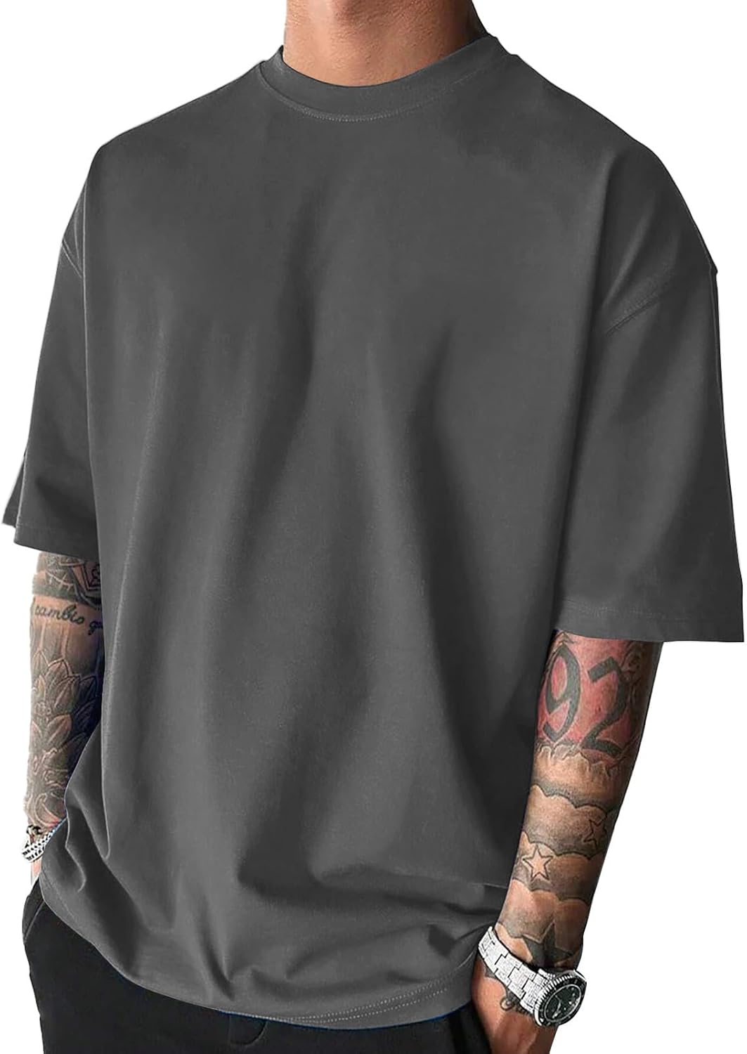 Men's Fashion Oversized Tshirts Workout Short Sleeve T-Shirt Dry Fit Lightweight Crewneck Tee Tops