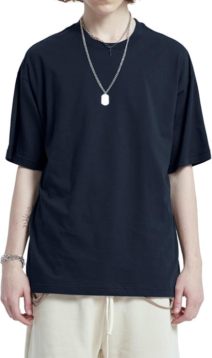 Mens Oversized T-Shirts Fashion Loose Fit Crewneck Tshirt Streetwear Heavyweight Short Sleeve Tee Shirt Gym Workout Tops