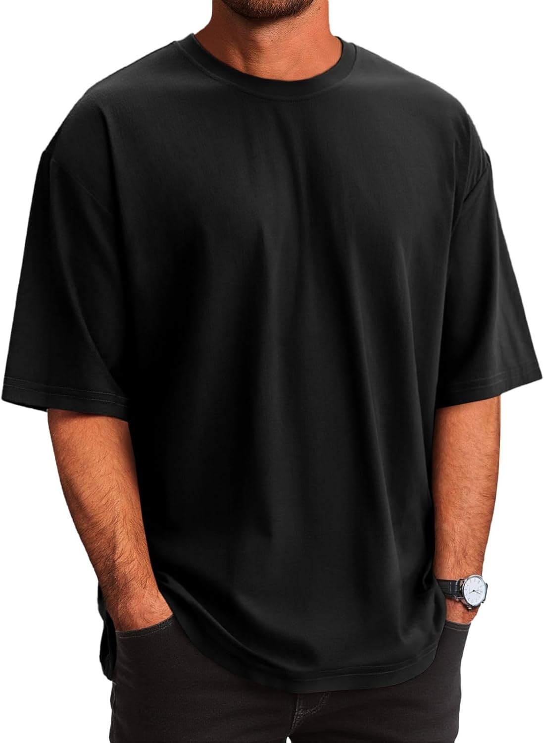 Runcati Mens Casual T-Shirts Short Sleeve Lightweight Oversized Summer Cotton Tee Beach Crew Neck Tops