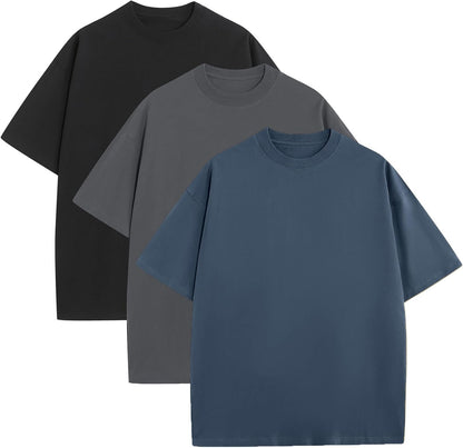 Mens Oversized T-Shirts Fashion Loose Fit Crewneck Tshirt Streetwear Heavyweight Short Sleeve Tee Shirt Gym Workout Tops