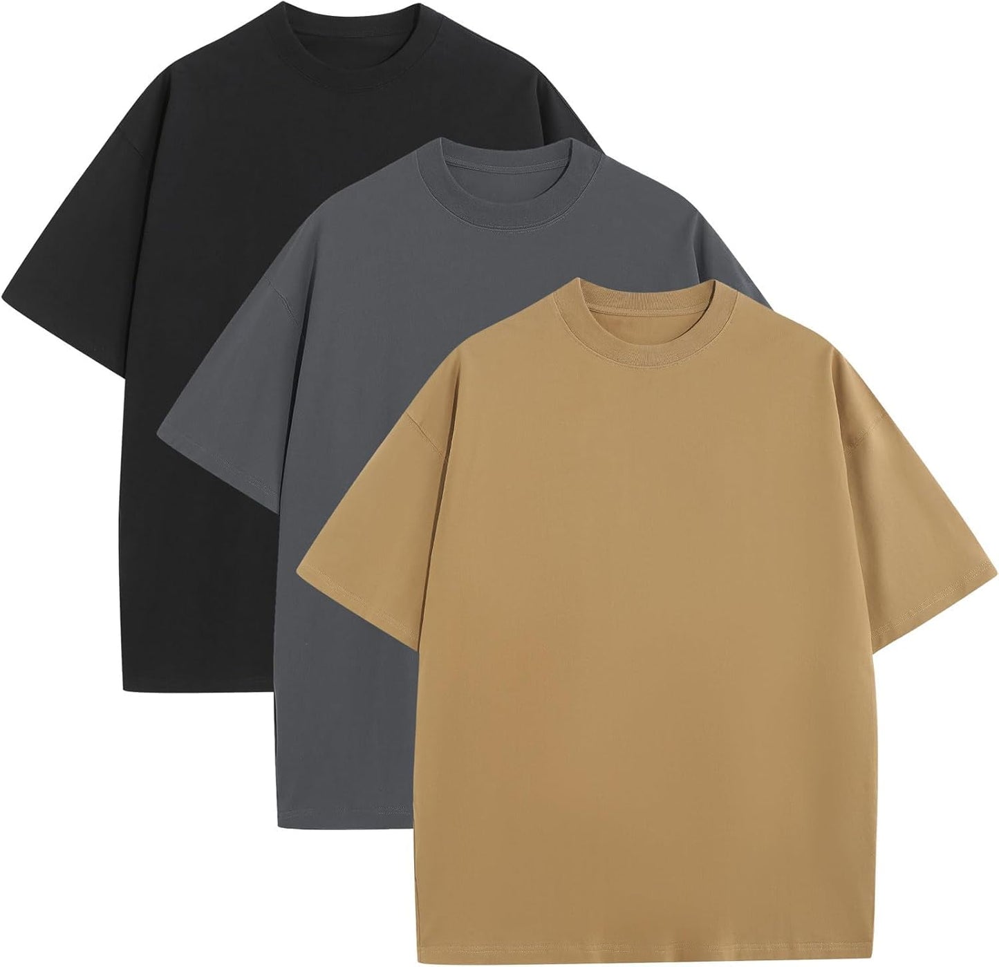 Mens Oversized T-Shirts Fashion Loose Fit Crewneck Tshirt Streetwear Heavyweight Short Sleeve Tee Shirt Gym Workout Tops