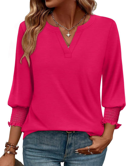 WIHOLL 3/4 Length Sleeve Womens Tops Summer Shirts Spring Vacation Outfits Dressy Casual Trendy Fall S-3XL
