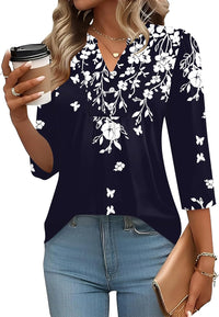 Navy Blue White Floral