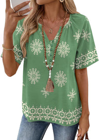 Green White Floral