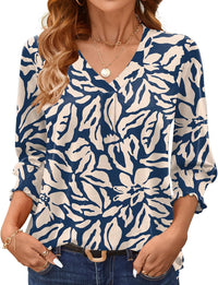 Navy Blue Apricot Floral