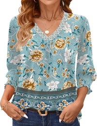 Blue Brown Floral