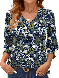 Navy Blue White Floral