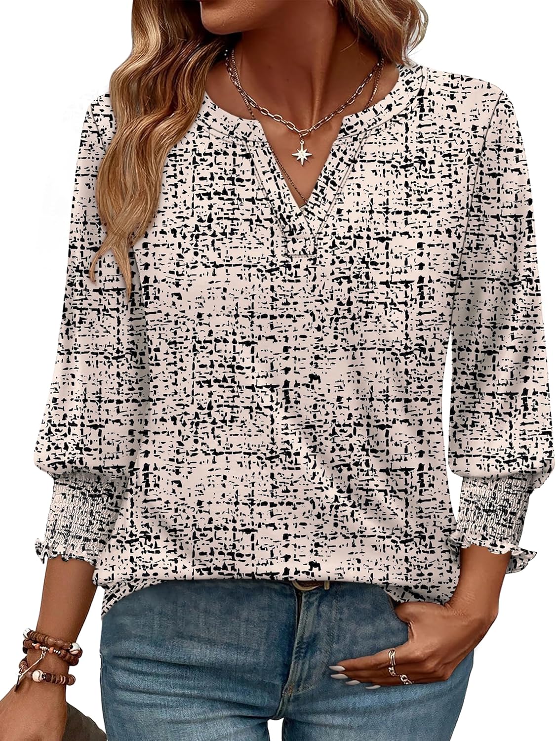WIHOLL 3/4 Length Sleeve Womens Tops Summer Shirts Spring Vacation Outfits Dressy Casual Trendy Fall S-3XL