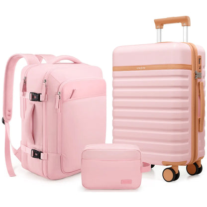 20" Carry On Suitcase, 3-Piece Luggage Set (24&28 inch sizes are not suitable for carry-on)& Travel Backpack, PC Hardside Spinner Luggage with TSA Lock, YKK Zipper, Lightweight Durable Suitcase for Men and Women Hard Shell Luggage