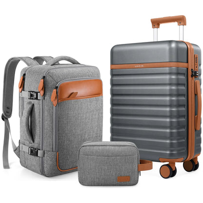 20" Carry On Suitcase, 3-Piece Luggage Set (24&28 inch sizes are not suitable for carry-on)& Travel Backpack, PC Hardside Spinner Luggage with TSA Lock, YKK Zipper, Lightweight Durable Suitcase for Men and Women Hard Shell Luggage