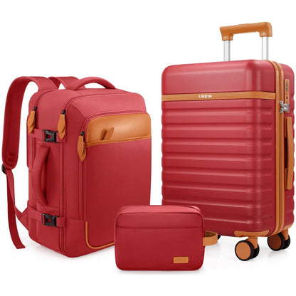 20" Carry On Suitcase, 3-Piece Luggage Set (24&28 inch sizes are not suitable for carry-on)& Travel Backpack, PC Hardside Spinner Luggage with TSA Lock, YKK Zipper, Lightweight Durable Suitcase for Men and Women Hard Shell Luggage